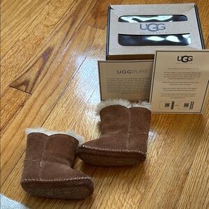 UGG Tan Baby Boots with Cream Fur